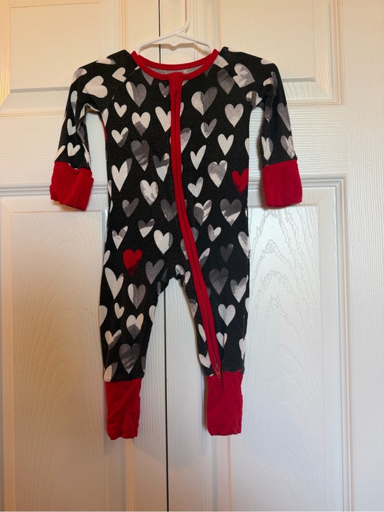Little Sleepies Other - Little Sleepies Black Heart Print Footie with Red Trim